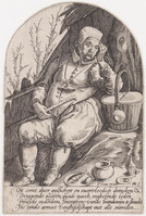 KG 02461
<br/>
Oude dronkaard (armoede door gulzigheid)
<br/>
<em>Goltzius, Hendrick (1558-1617) - atelier van</em>